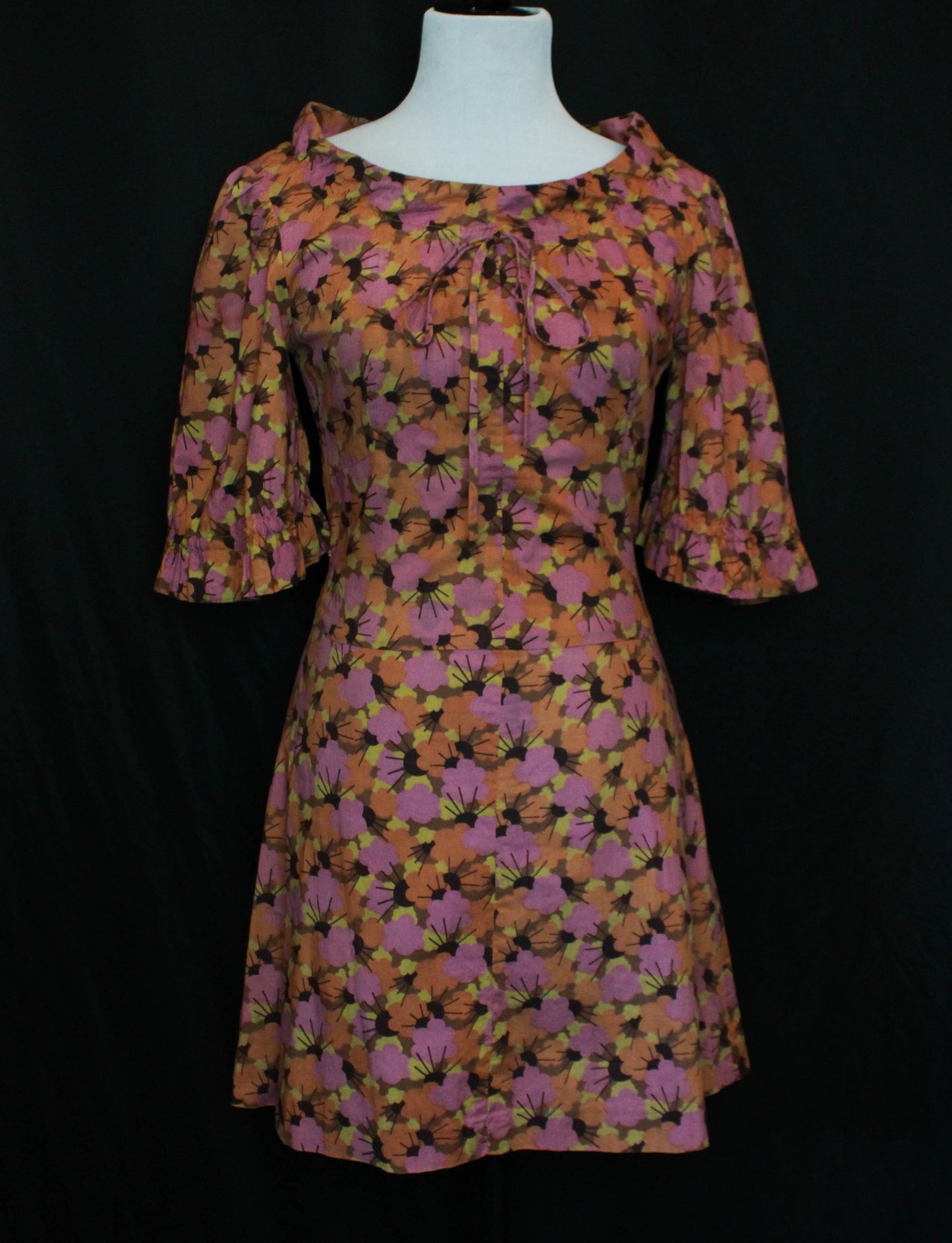 Women's Vintage 60's Biba Flower Pattern Dress - Small/Medium – Black ...