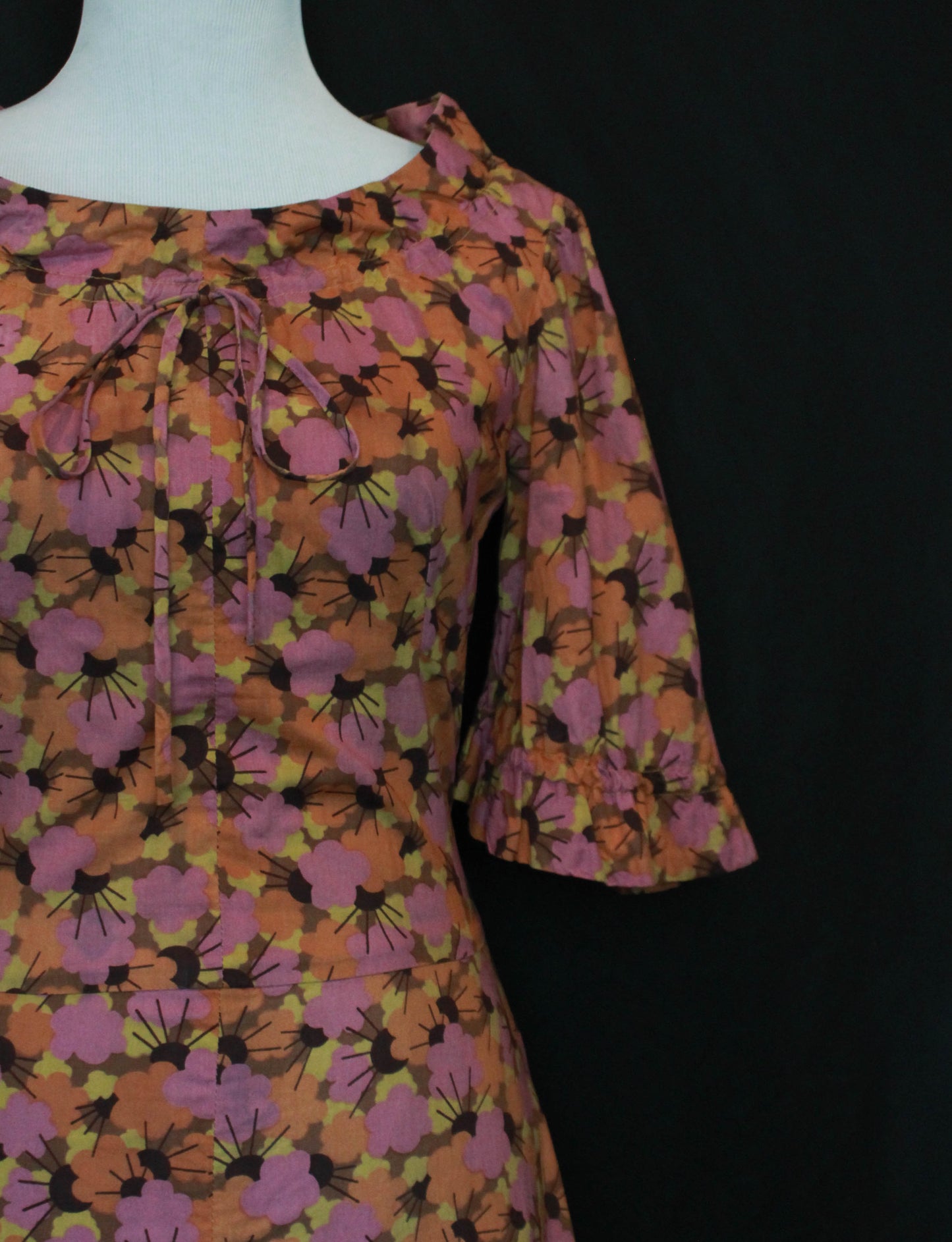 Women's Vintage 60's Biba Flower Pattern Dress - Small/Medium