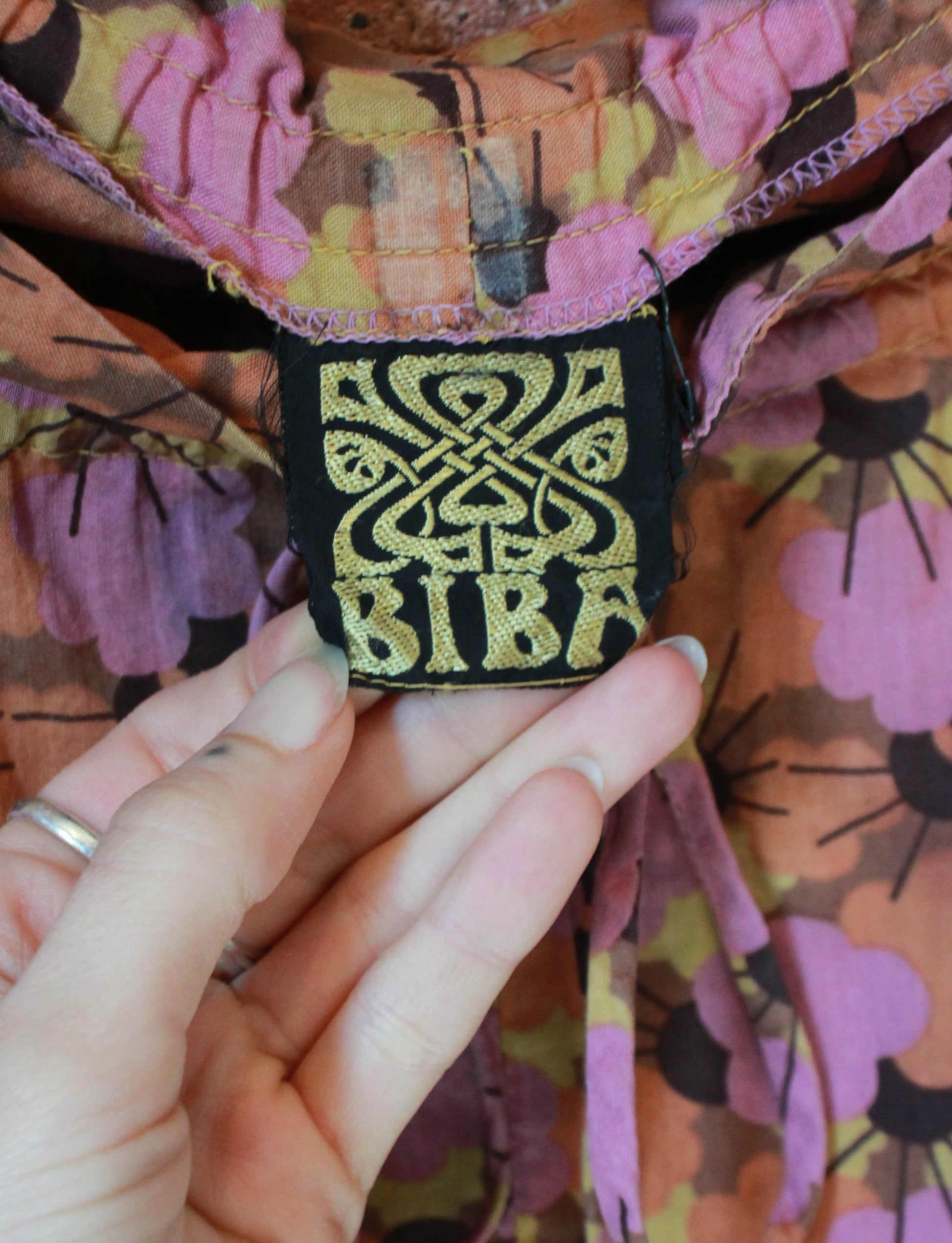 Women's Vintage 60's Biba Flower Pattern Dress - Small/Medium