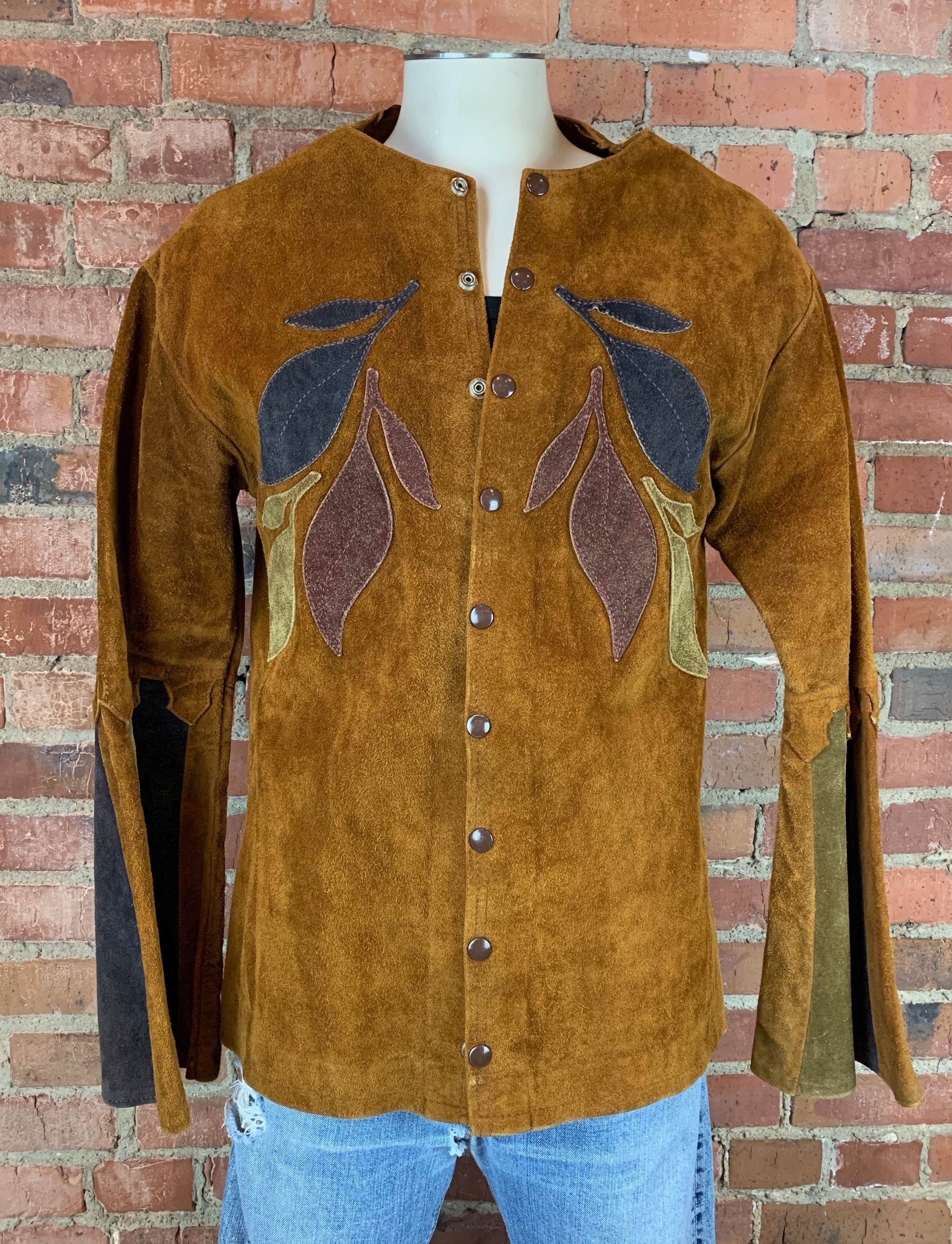 Vintage 70's East West Musical Instruments Brown Suede Medieval Jacket Small
