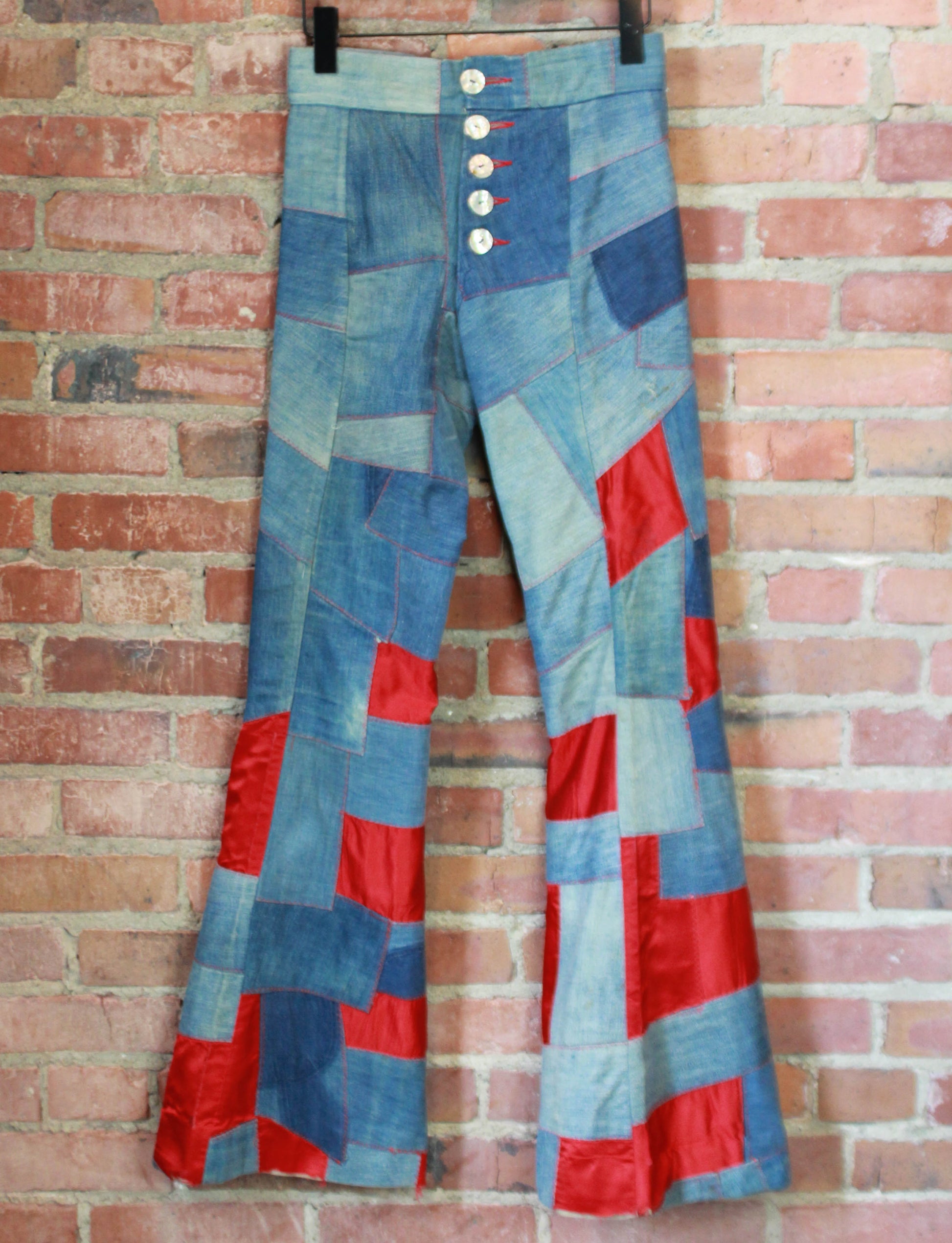 Vintage 70's Edgar Winter Custom Made Patchwork Stage Pants Unisex Size 27 W