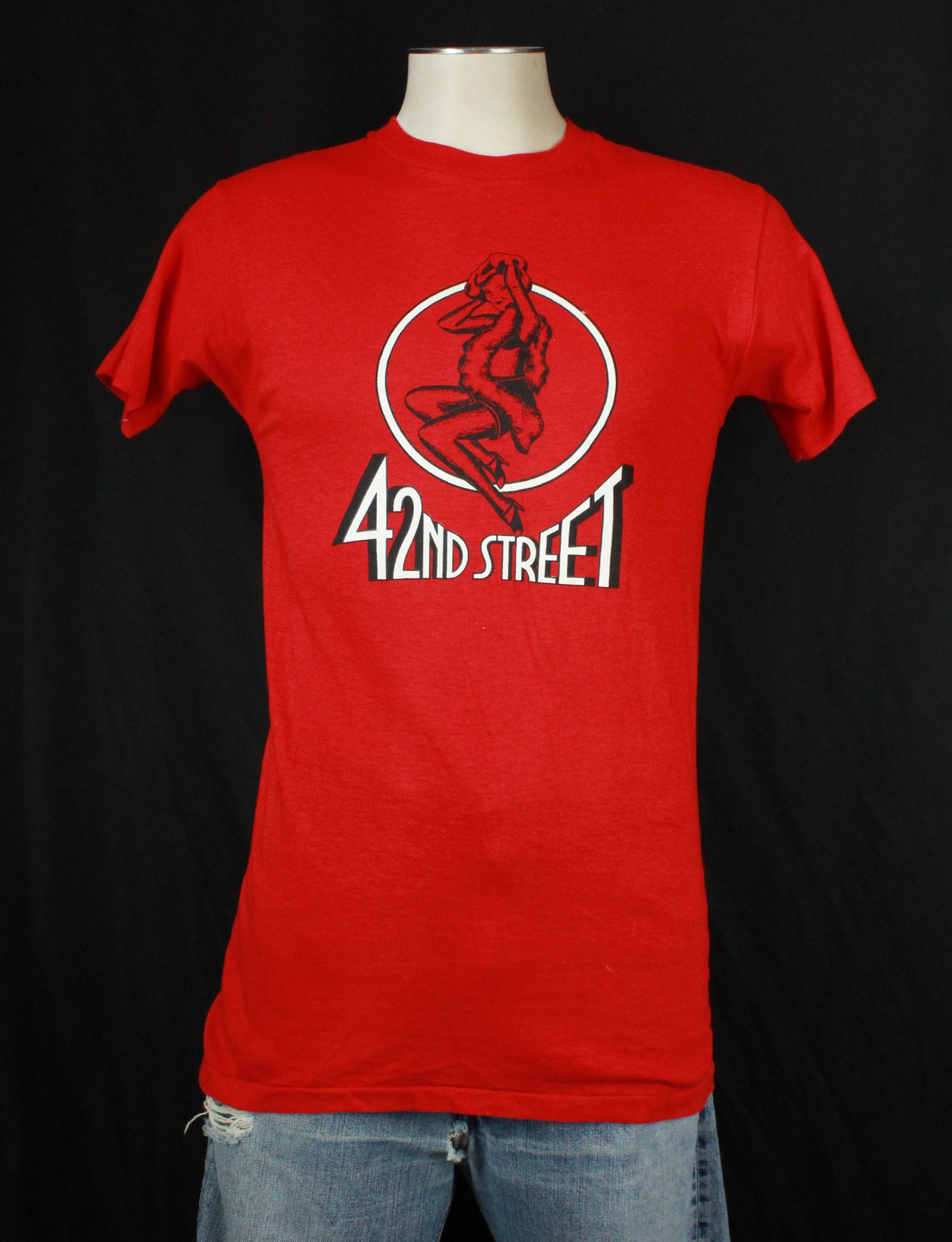 Vintage 80's 42nd Street Burlesque Woman Red Graphic T Shirt - Medium