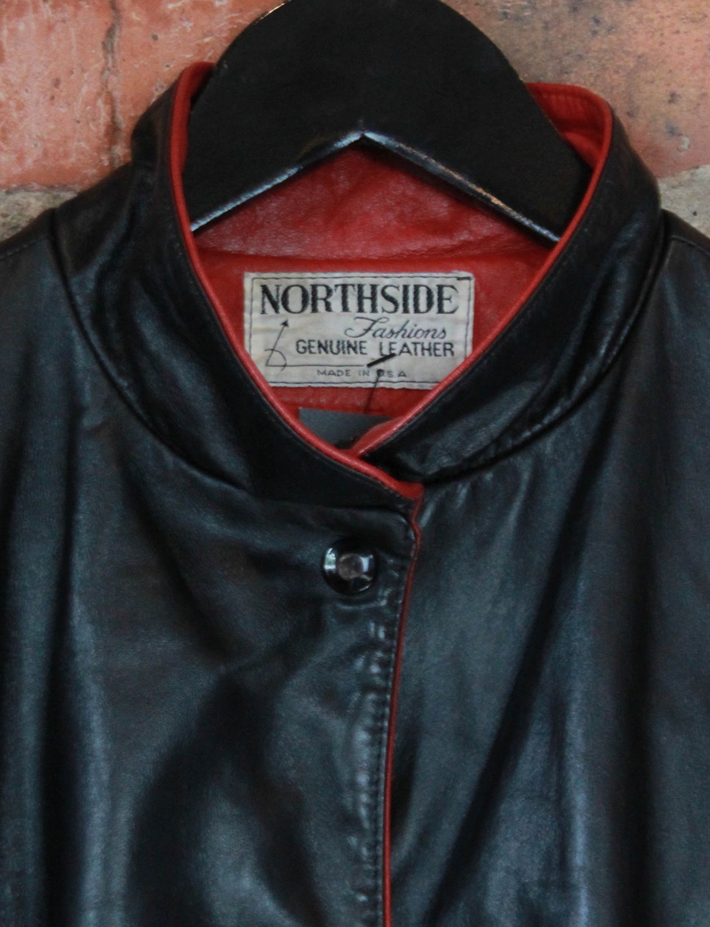 Vintage 80's Leather Jacket With Wings Unisex Medium