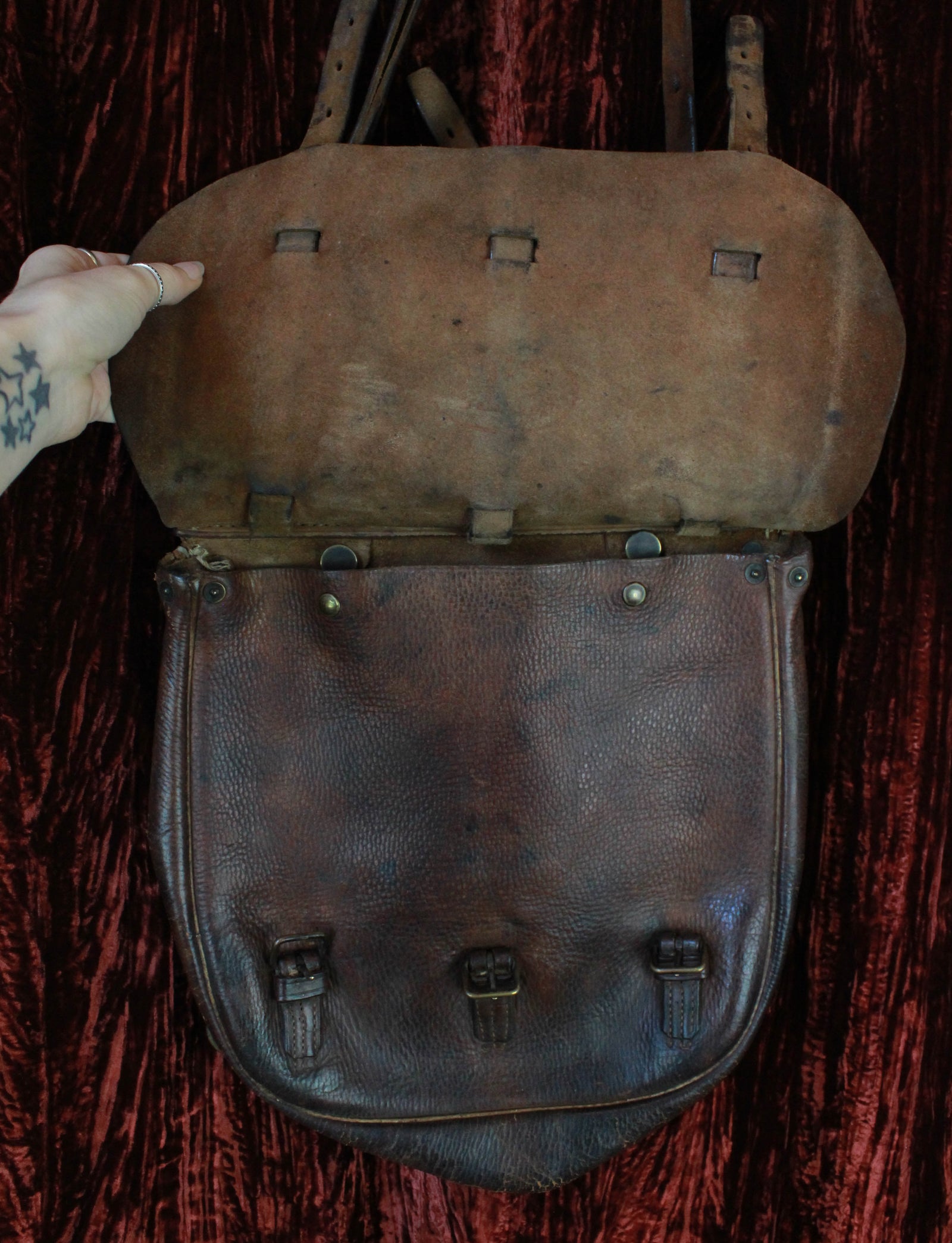Saddle Women's Small Vintage Embroidered Leather Shoulder Bag