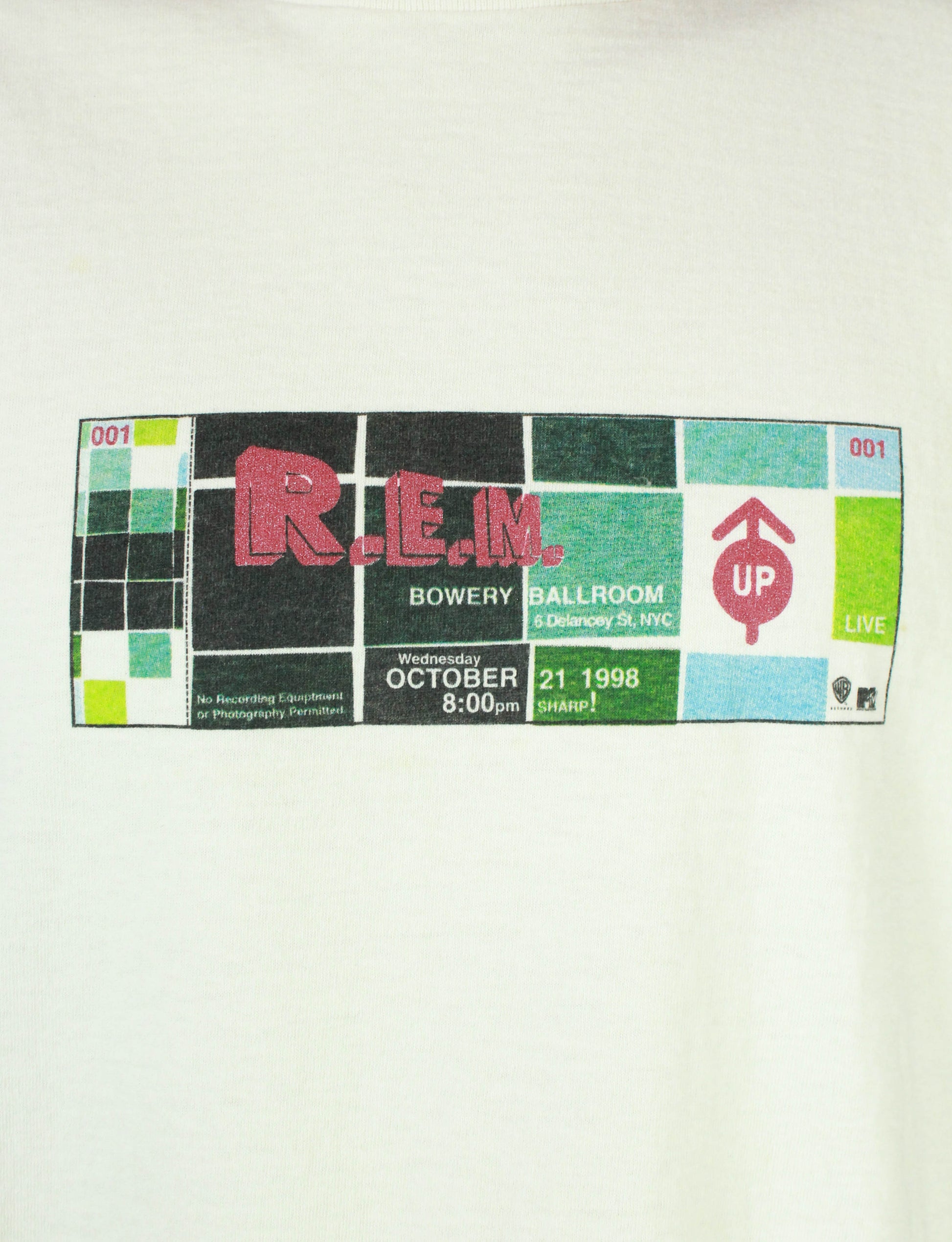 Vintage R.E.M. Concert T Shirt 1998 MTV Event Bowery Ballroom - Large
