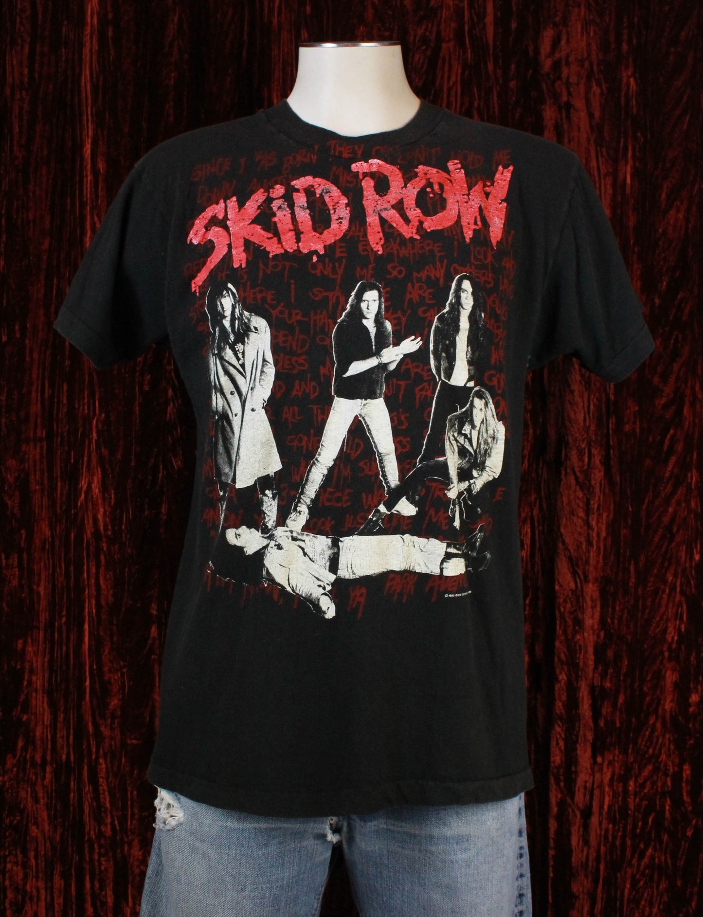 Vintage Skid Row Concert T Shirt 1990 I Survived Skid Row Live - Large