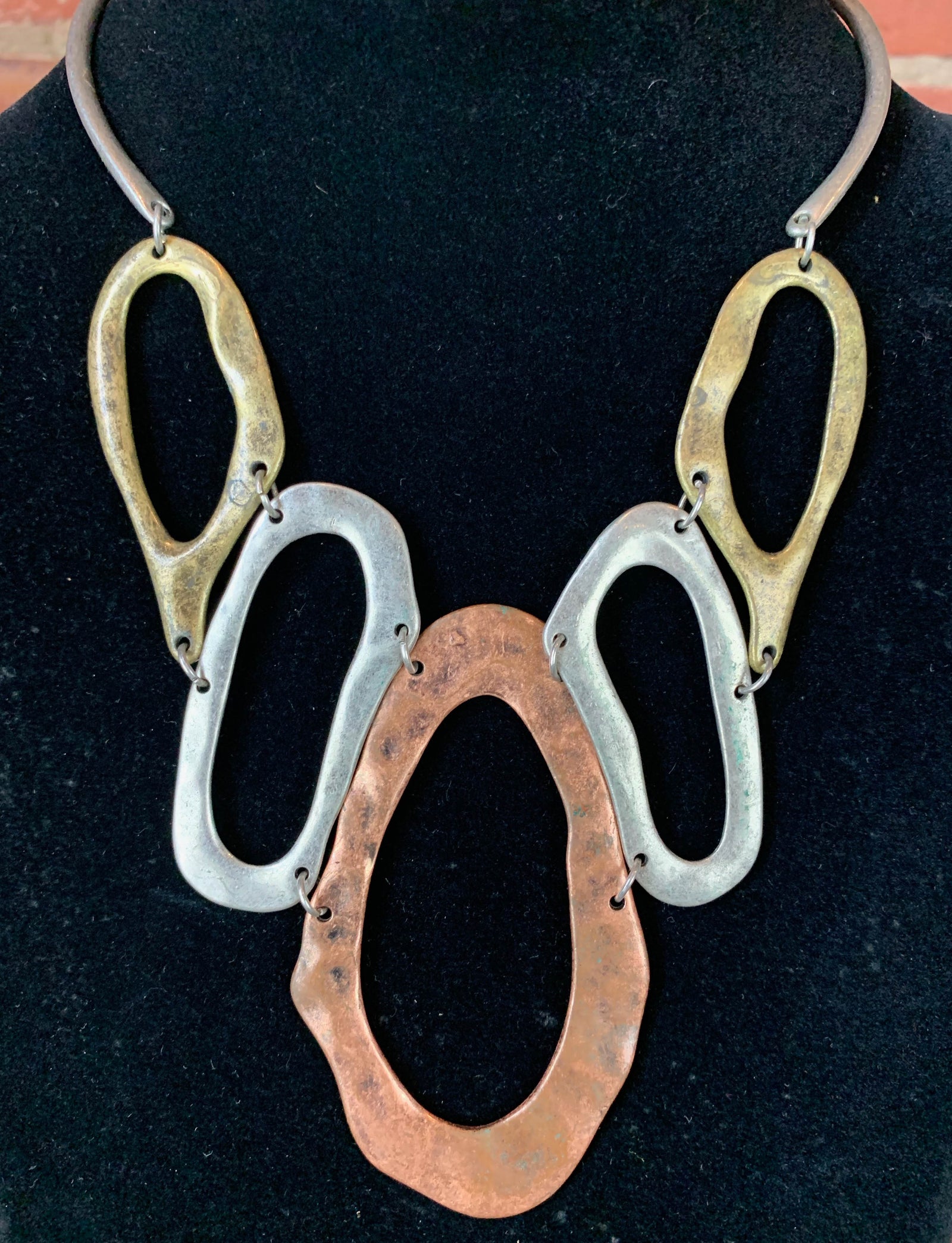 Vintage Sterling Silver Copper Brass Necklace