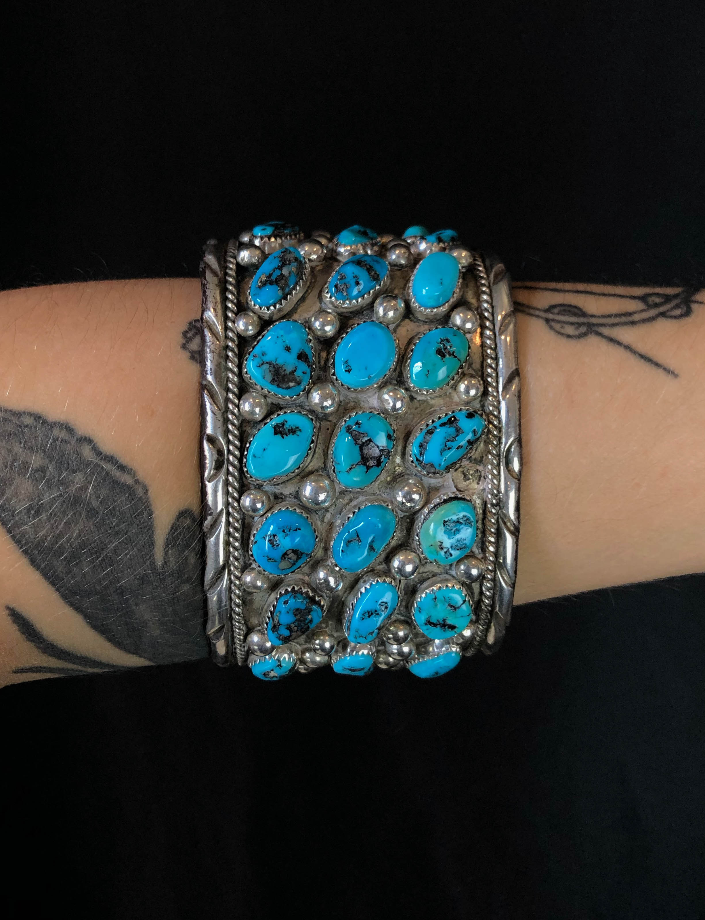 Vintage Silver Cuff Bracelet With Zuni Inlay Sunface Katsina – Turquoise &  Tufa