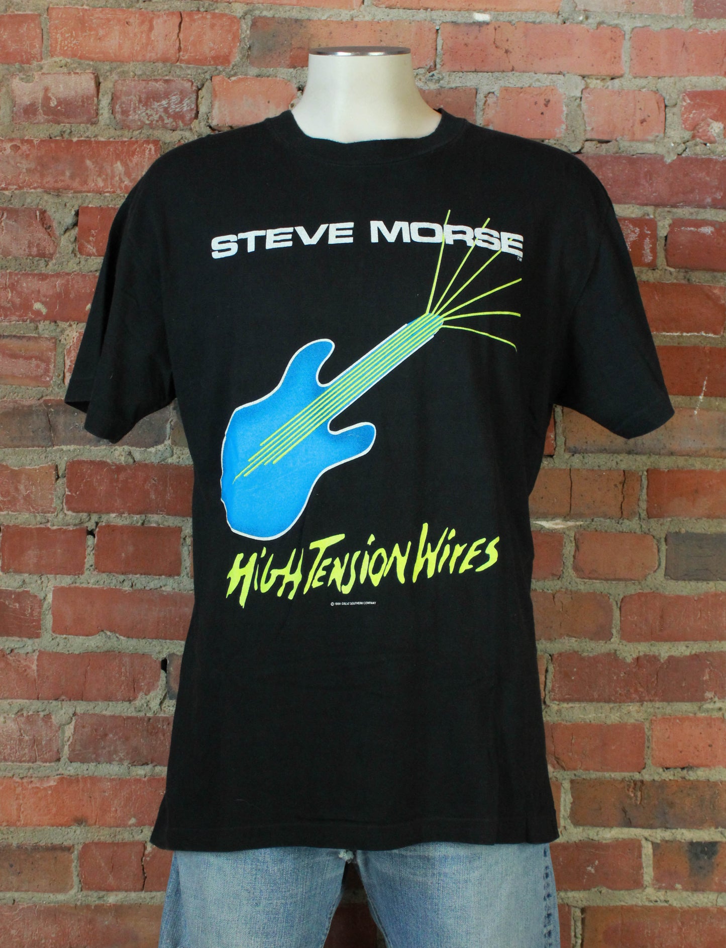 Vintage Steve Morse Concert T Shirt 1989 High Tension Wires Euro Tour - L/XL