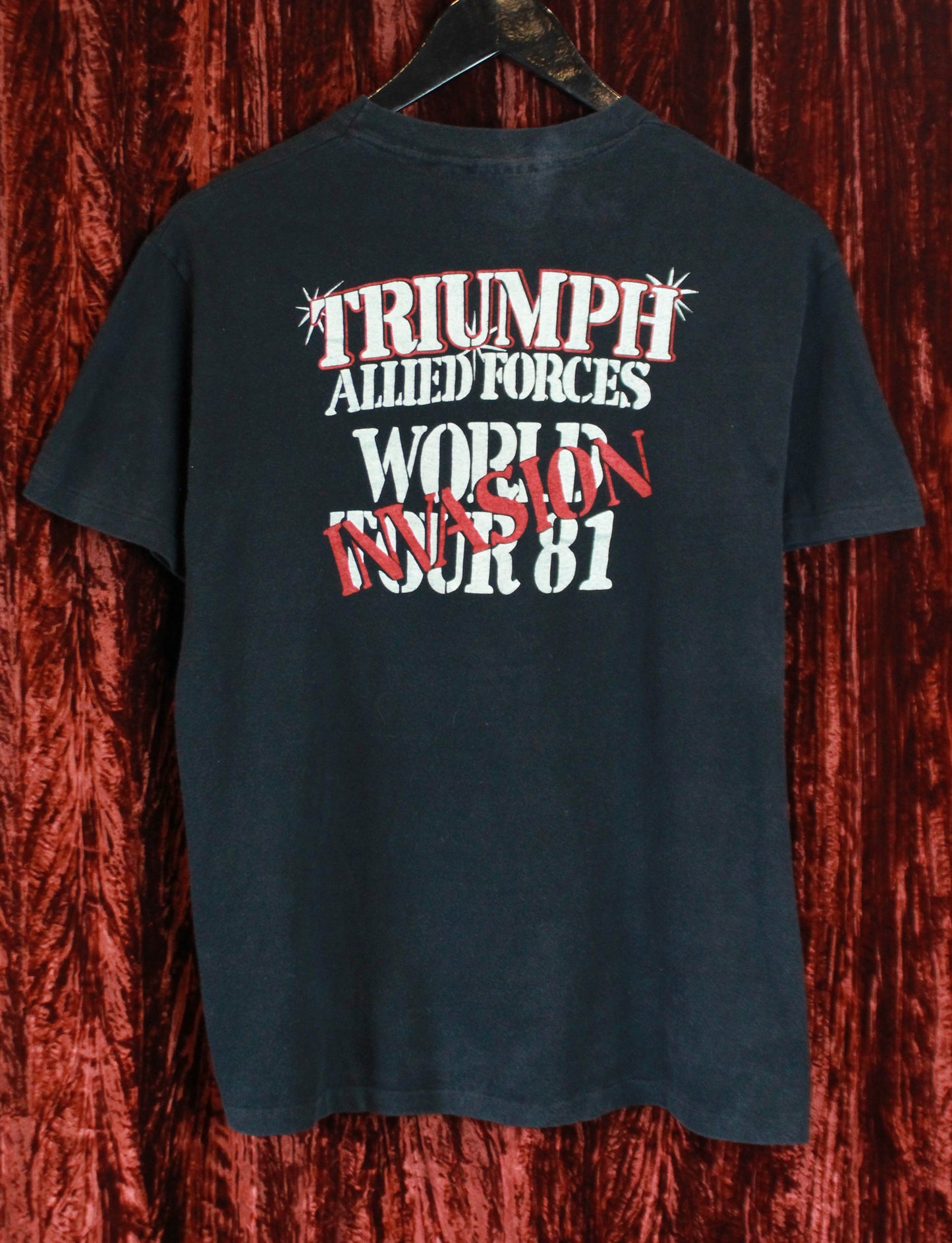 Vintage Triumph Concert T Shirt 1981 Allied Forces World Invasion Tour Unisex Medium