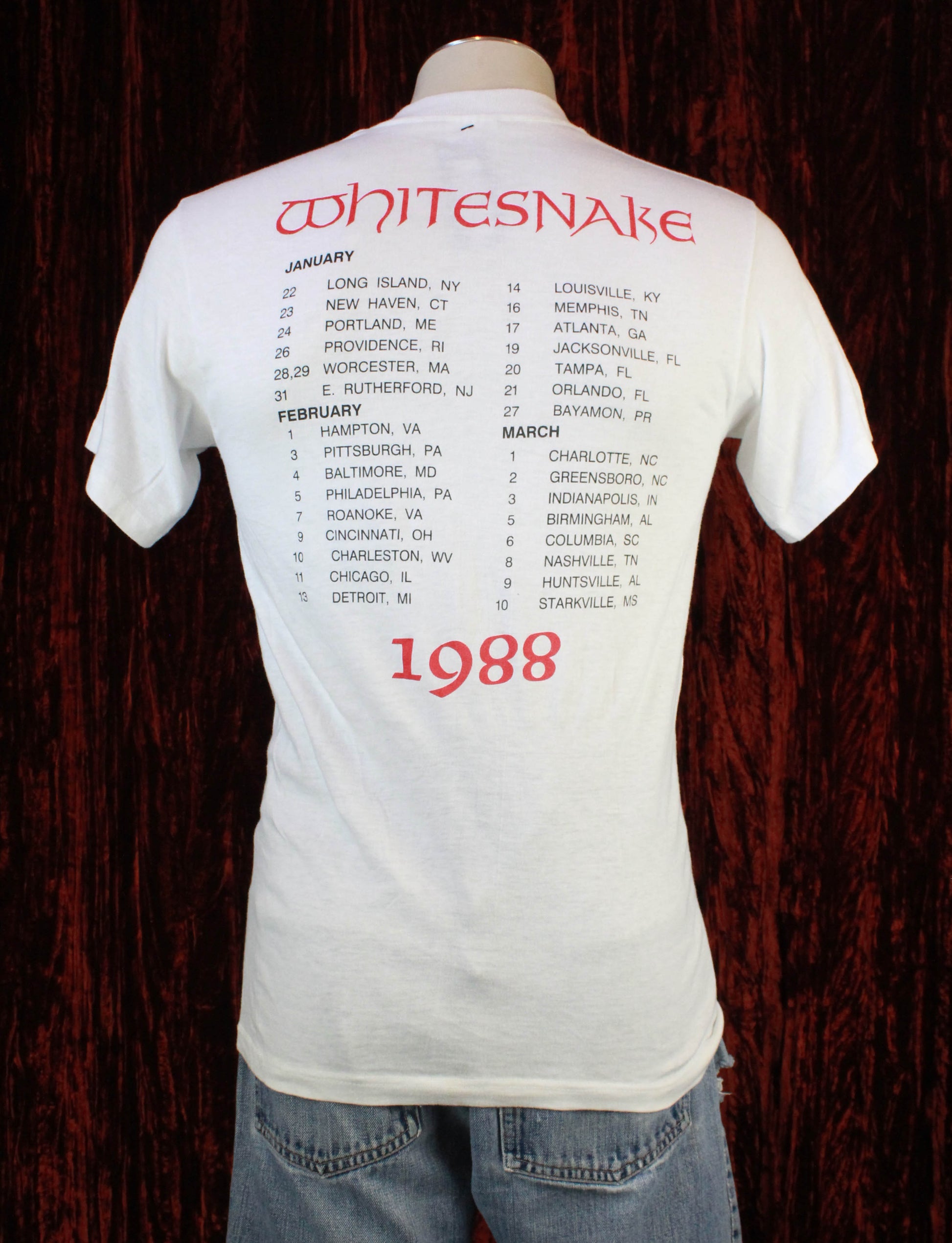 Vintage Whitesnake Concert T Shirt 1988 Tour - Large