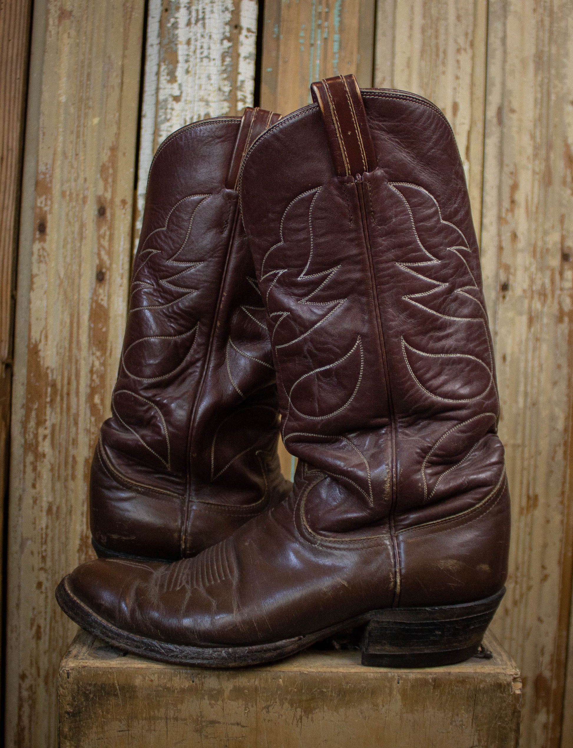 Vintage Tony Lama Cowboy Boots Brown Size 10