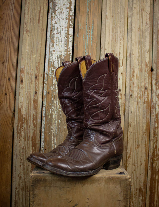 Vintage Tony Lama Cowboy Boots Brown Size 10