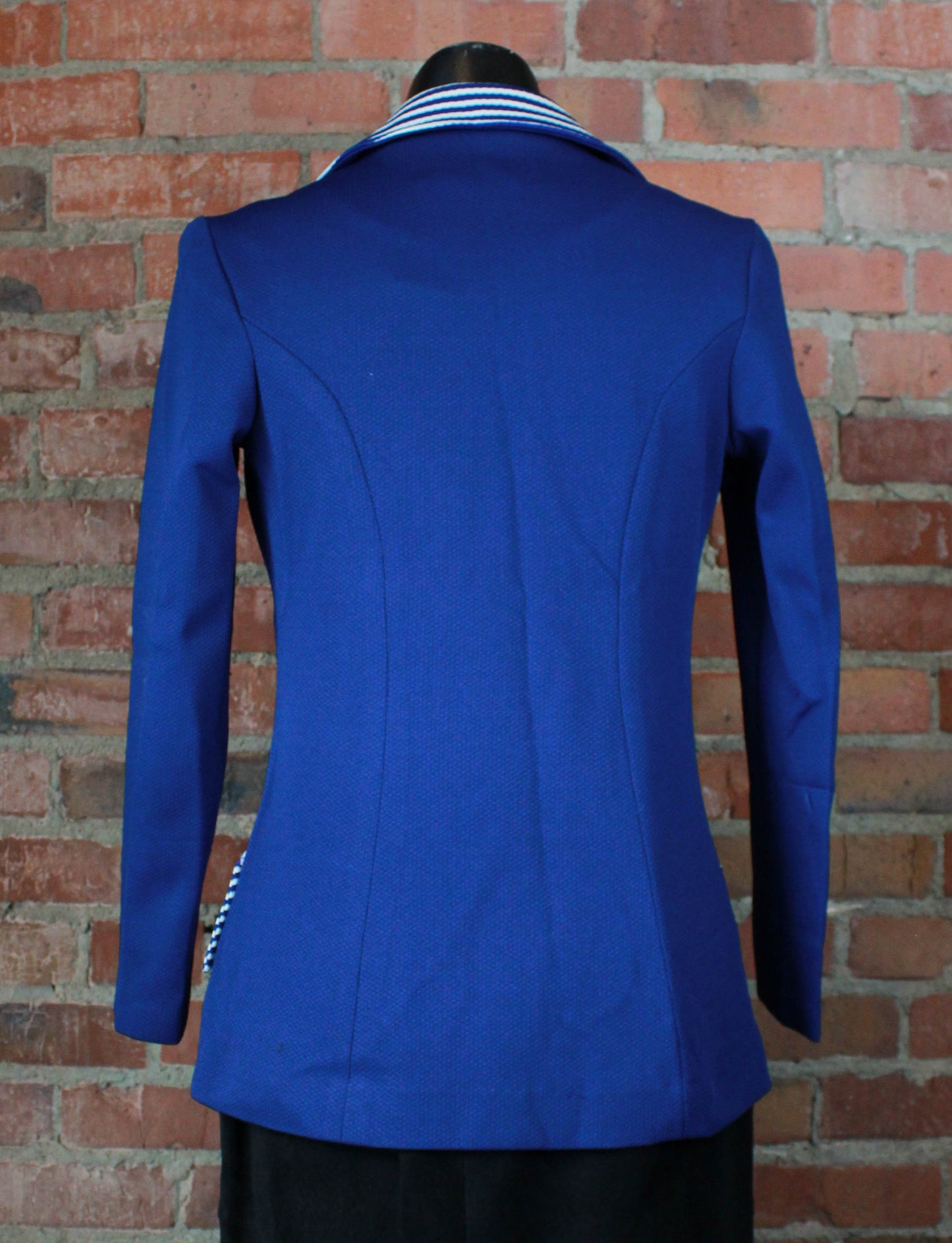 Women's Vintage 70's Montgomery Ward Blazer Jacket Blue Striped Small