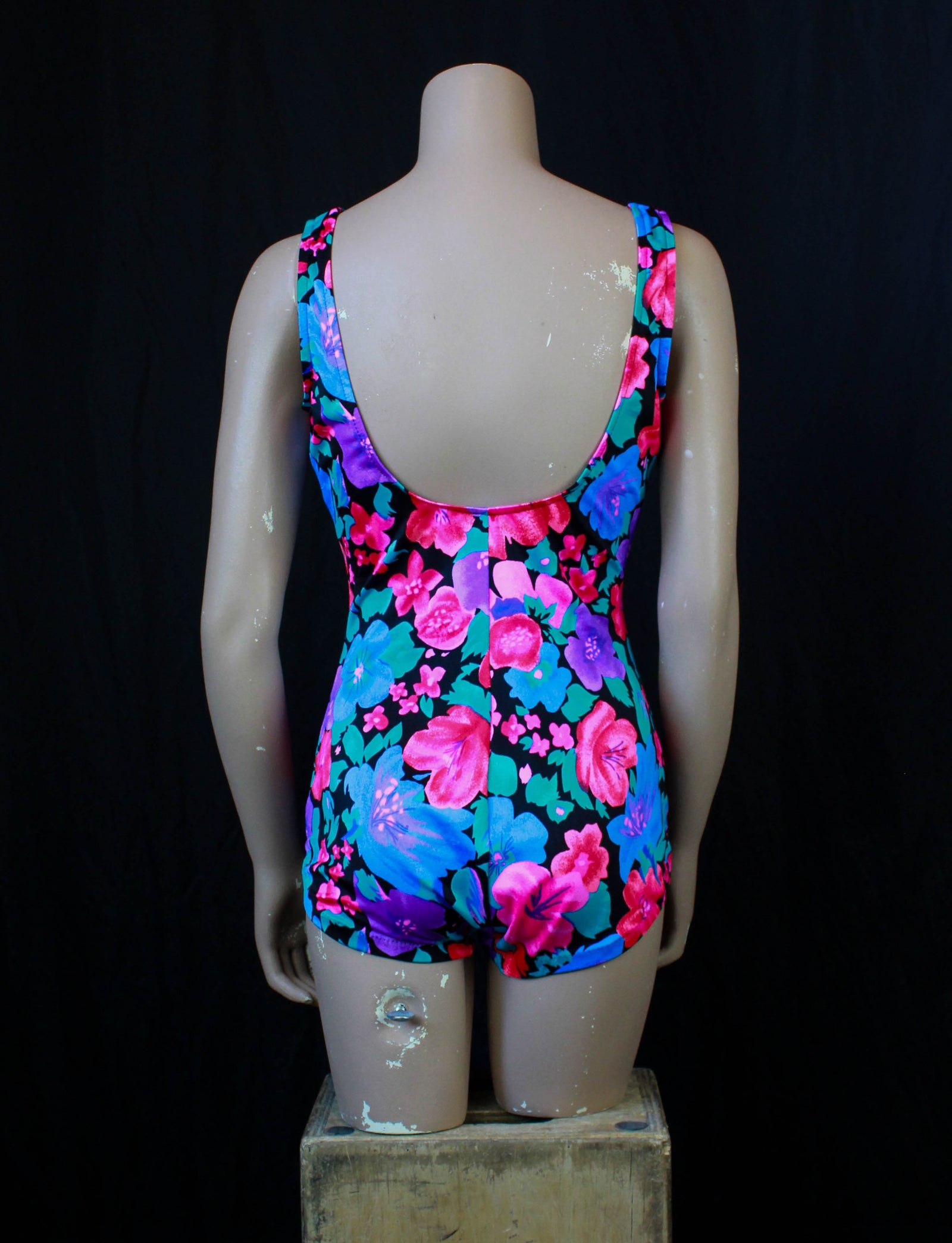 Women's Vintage 80's Floral Bathing Suit One-Piece Swim Ware Large