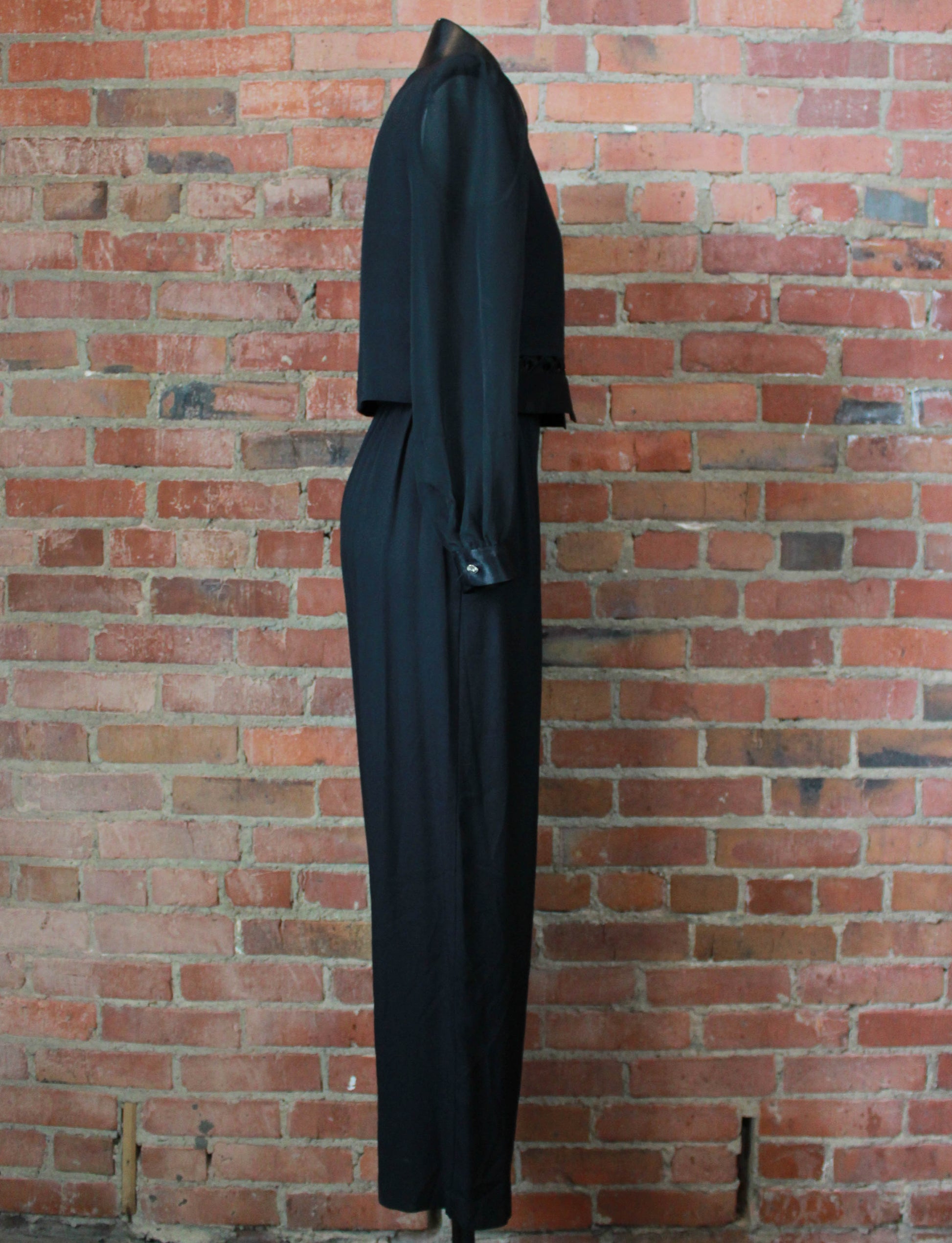 Women's Vintage 80's Two-Piece Jumpsuit Formal Pantsuit Polyester Black Medium