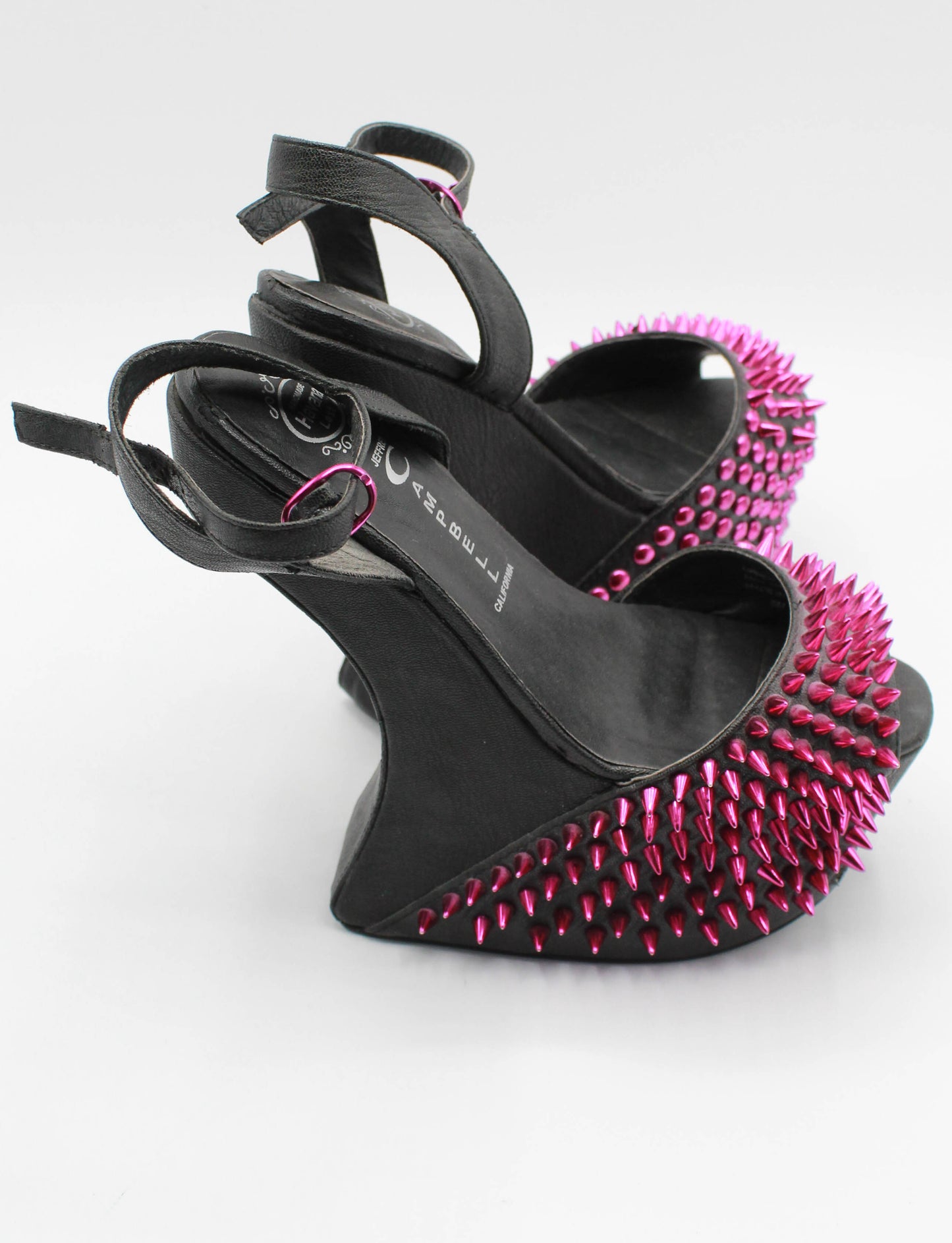 Women's Vintage 90's Jeffrey Campbell Vicious-N-Platform Shoes Pink Purple Studded Slingback Size 6