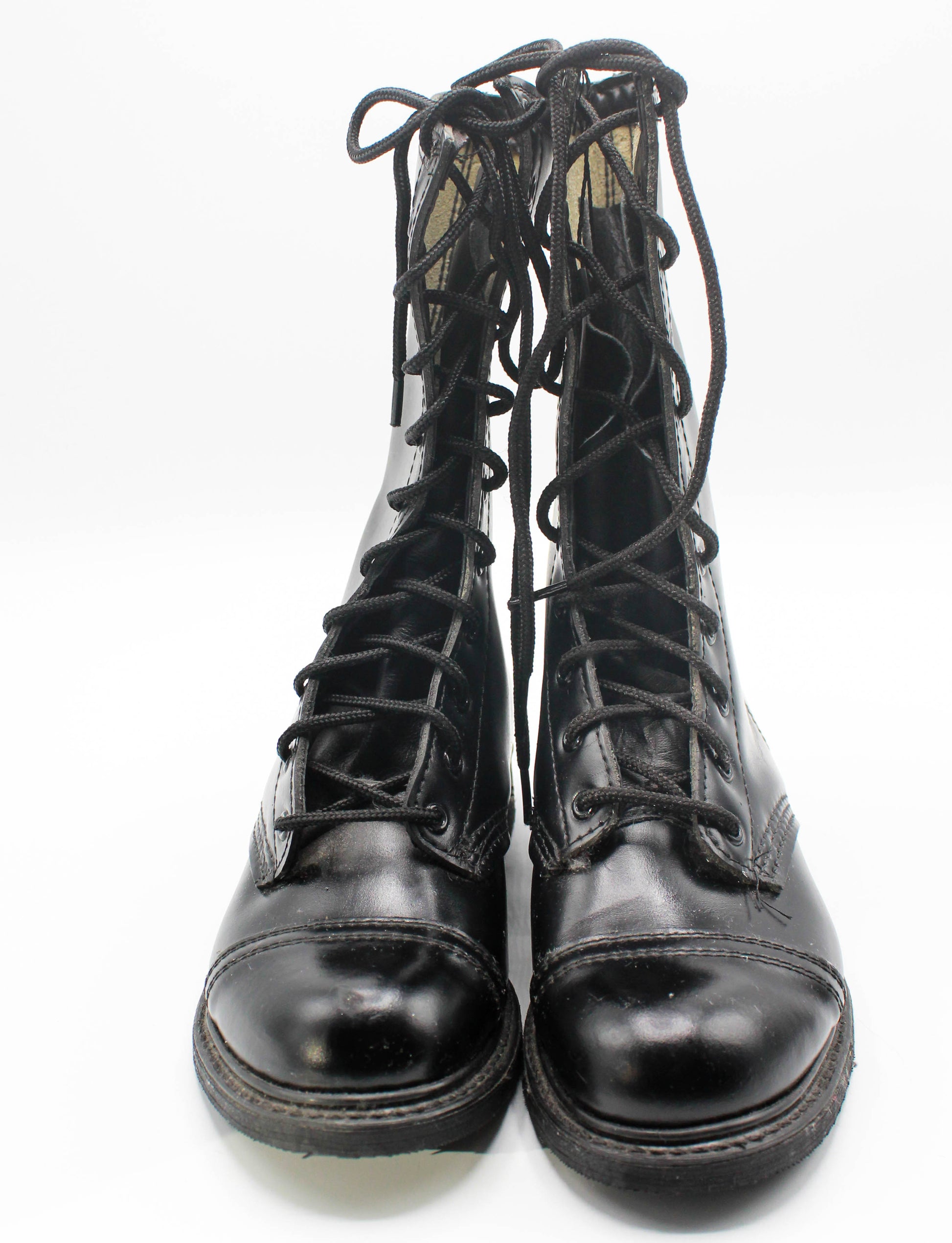 Women's Vintage Jump Boots Leather Combat Biker Dead Stock Black Size 5-6