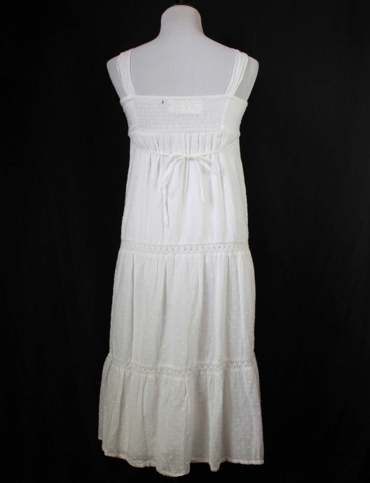 Women's Vintage White Swiss Dot Babydoll Dress - XS