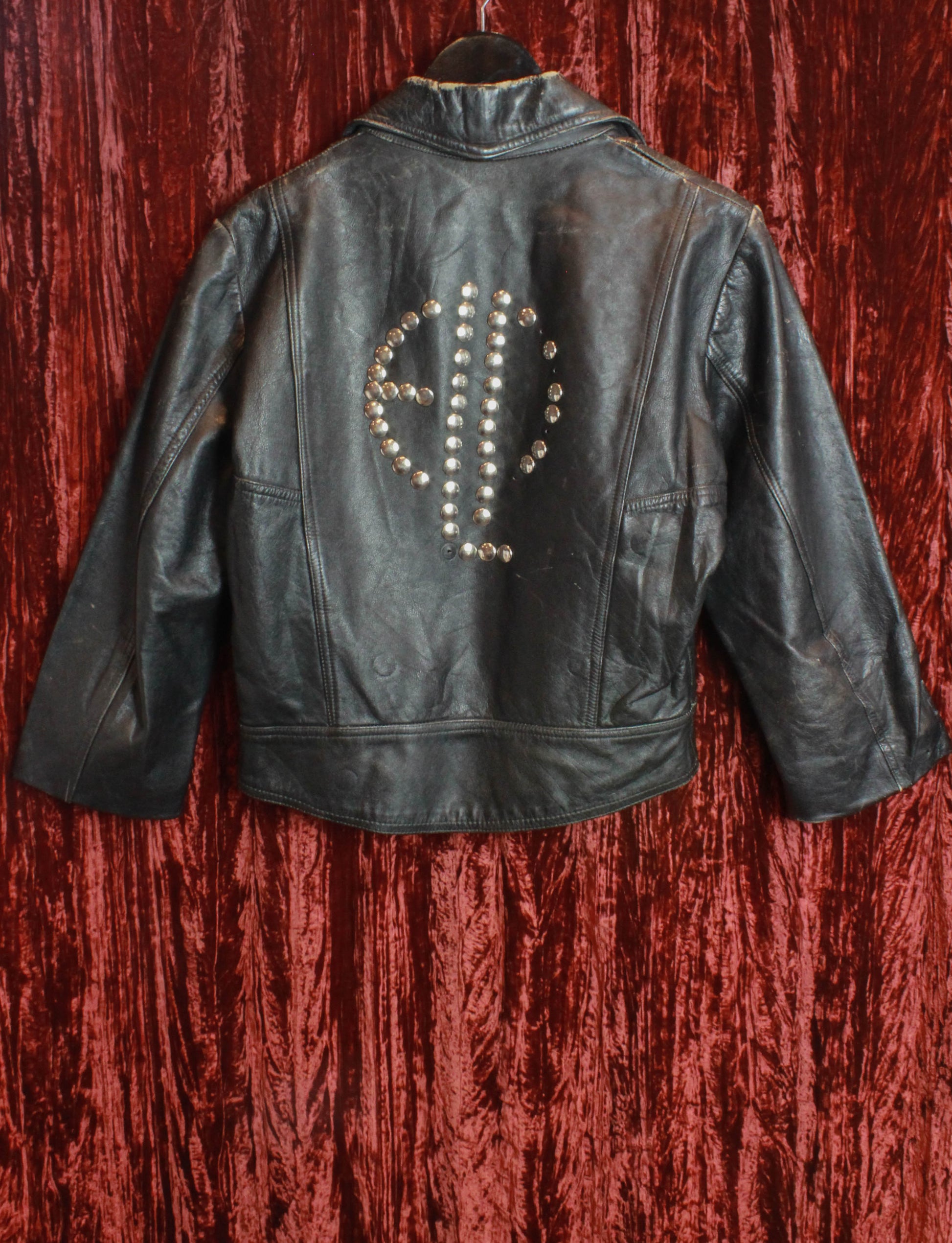Women's Vintage 70's Emerson, Lake, And Palmer Studded Black Leather Jacket Medium