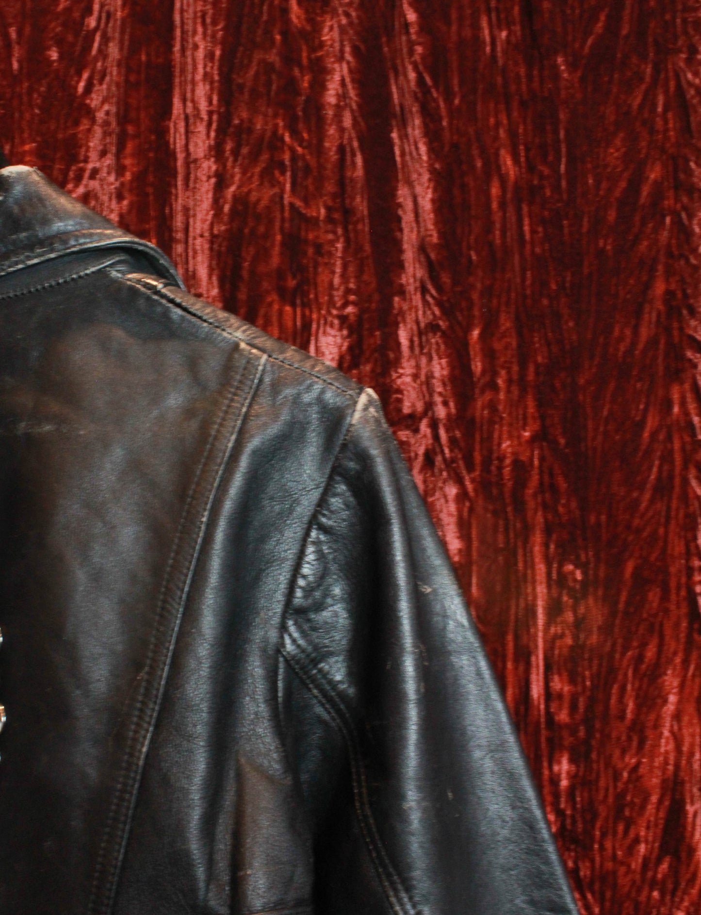 Vintage 70's Emerson Lake And Palmer Studded Black Leather Jacket Medium
