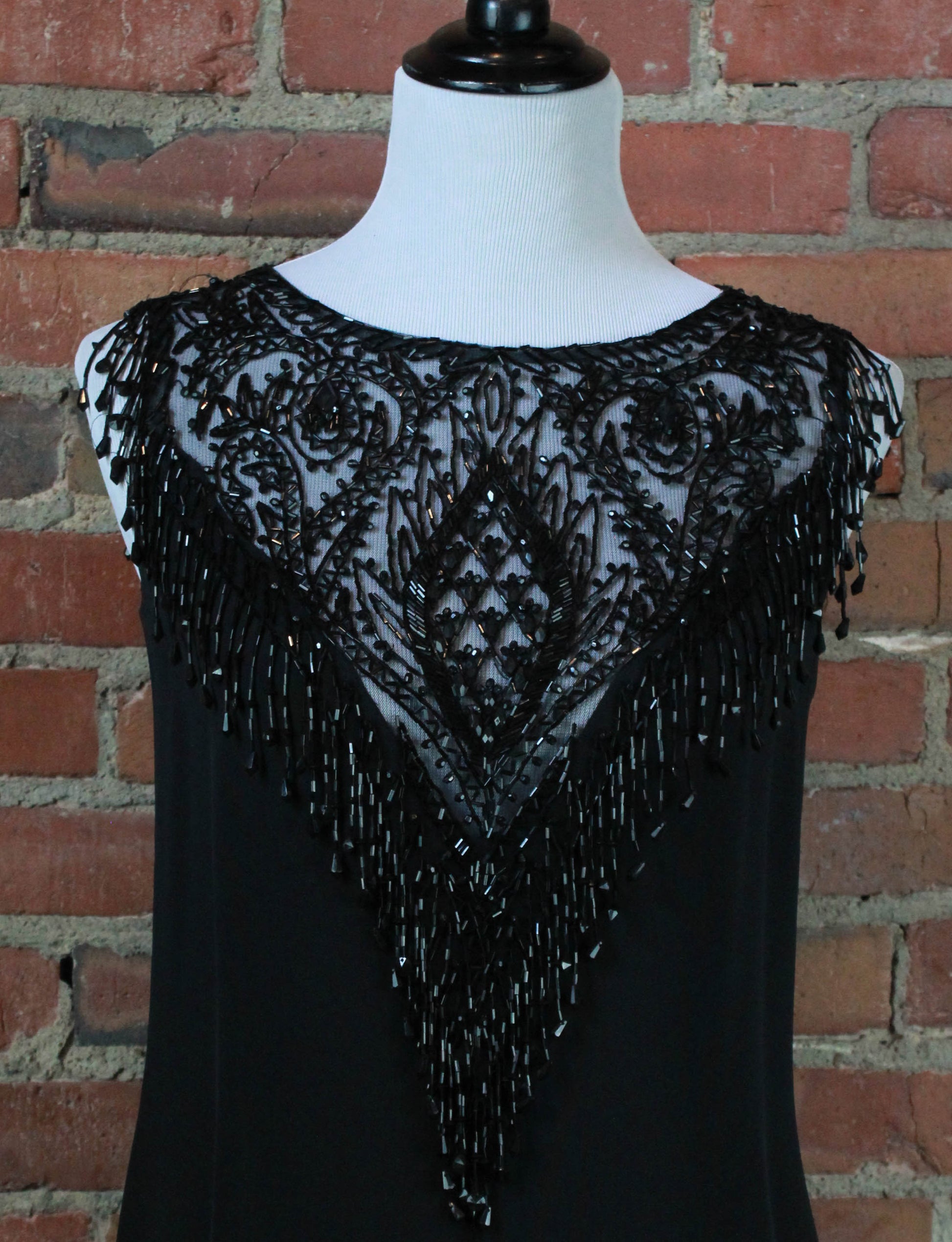 vintage silk beaded dress 1950s Snowy White Silk Beaded Dress by Ceil Chapman