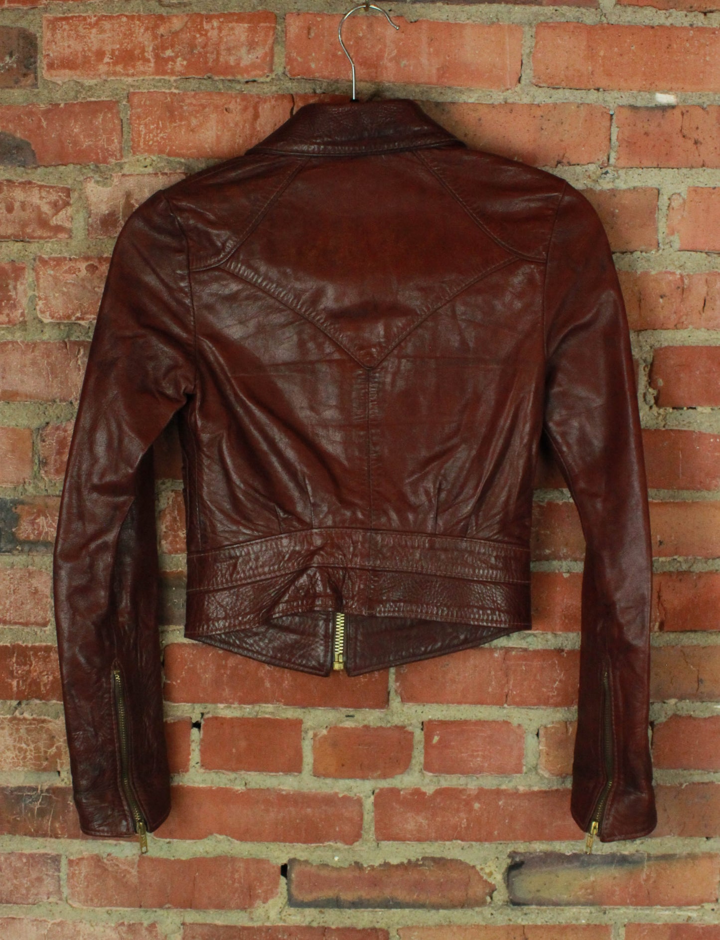 Women's Vintage Early 70's East West Musical Instruments Brown Leather Jacket - XXS