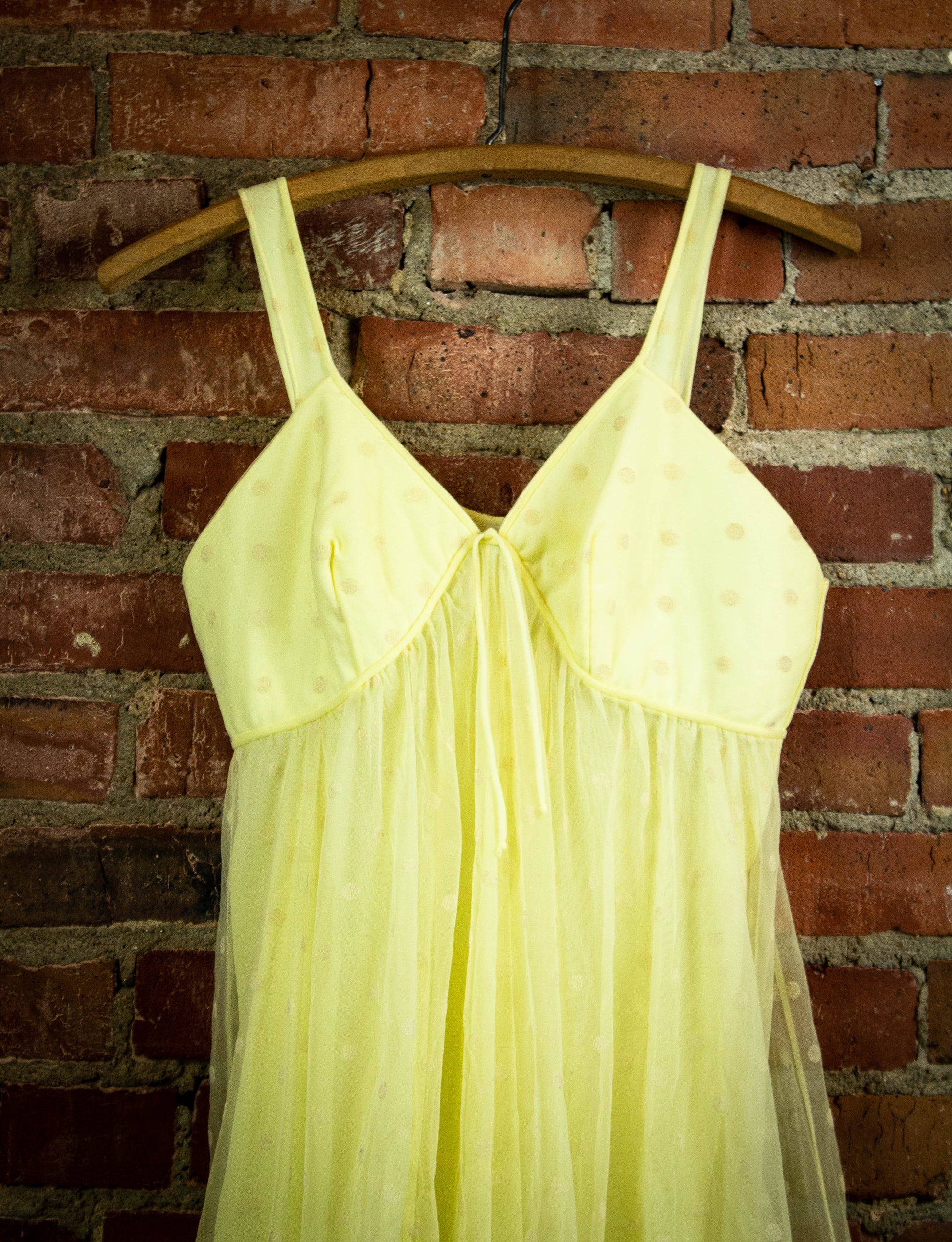 Vintage Yellow Polka Dot Sleeveless Dress 1950's