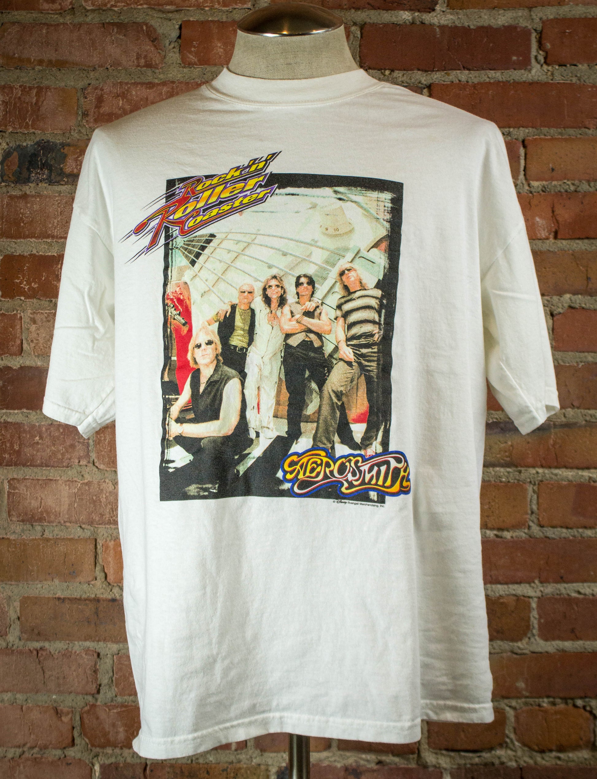 Vintage 1999 Aerosmith Rockin Rollercoaster White Concert T Shirt Unisex XL